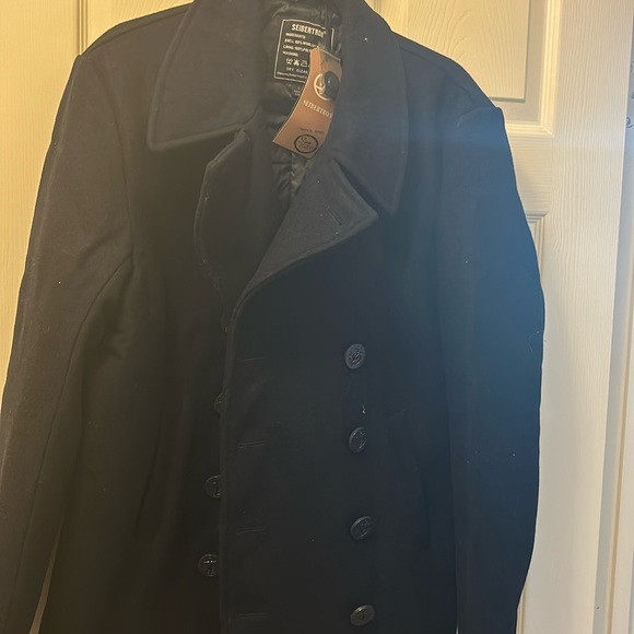 Seibertron Wool Pea Coat Navy L - Picture 3 of 5